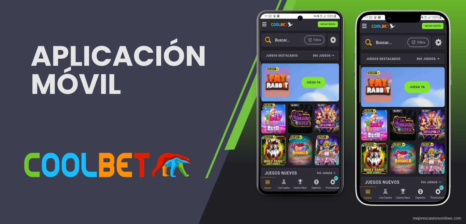Plataforma adaptada para dispositivos móviles de Coolbet Argentina